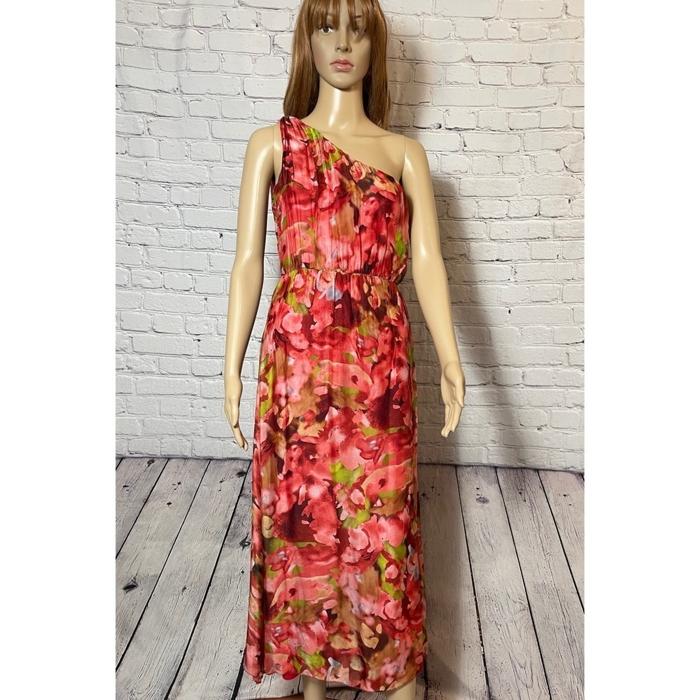 NWT New Lara G Floral Silk Blend One Shoulder Dress Made In Italy Size M